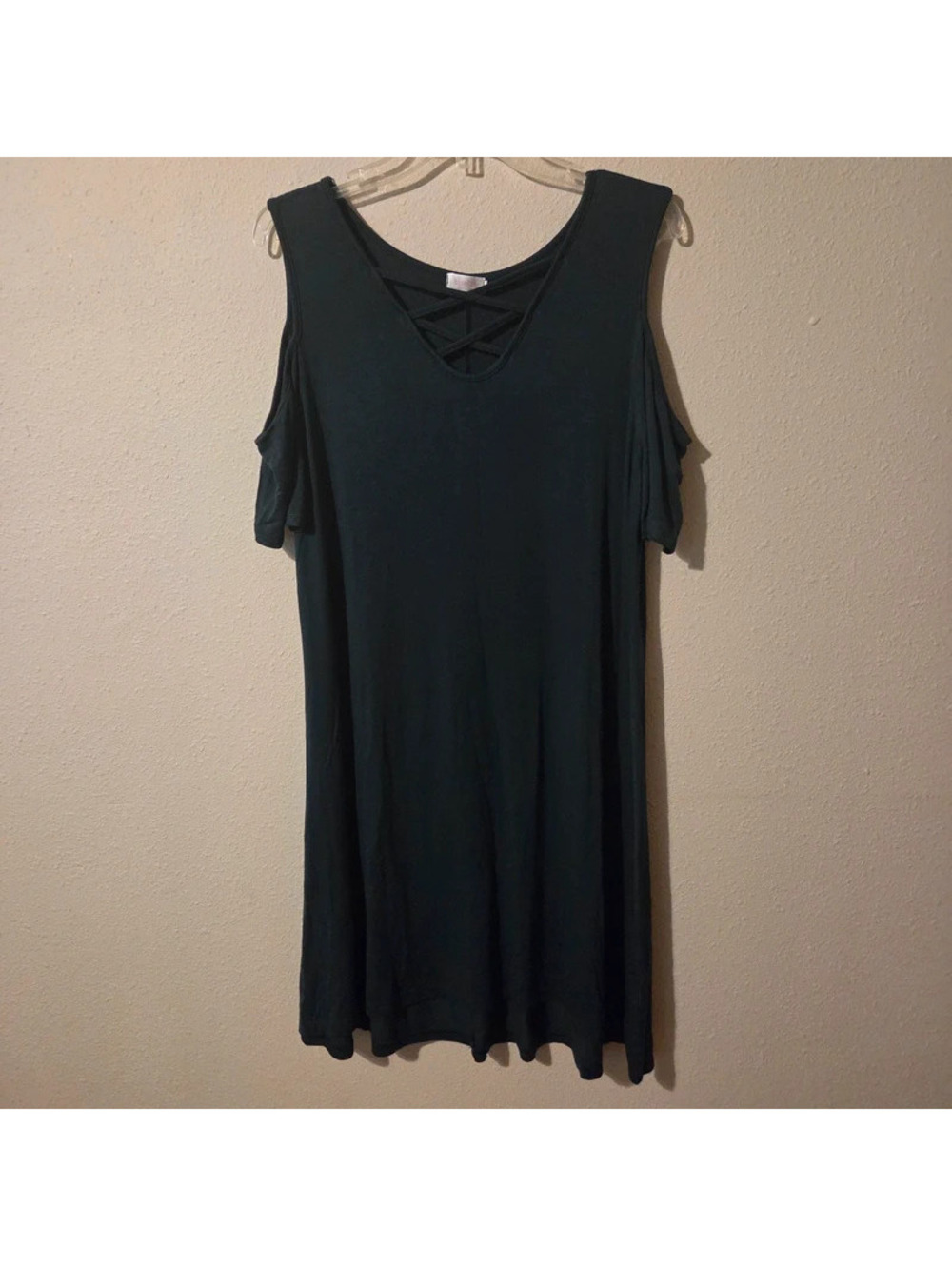 Blutime dark green off shoulder dress
